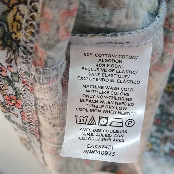 LOFT Green and Blue Floral Flutter Sleeve Blouse with Ruffled Peter Pan Collar - Picture 5 of 9